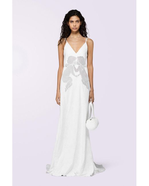 Fiorucci White Kissing Angels Slip Maxi Dress