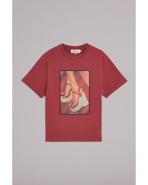 Fiorucci Red Graphic Heels T-Shirt Burgundy