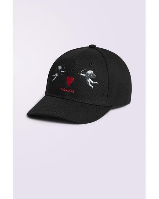 Fiorucci Black Double Cupid Logo Cap