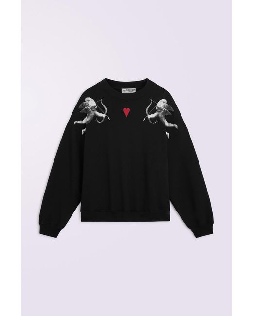 Fiorucci Black Double Cupid Relaxed Sweatshirt for men
