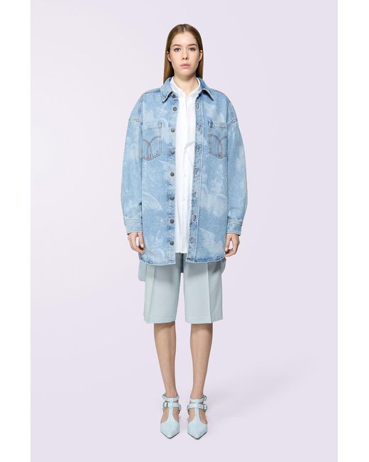 Fiorucci Blue Embroidered Suspender Shorts