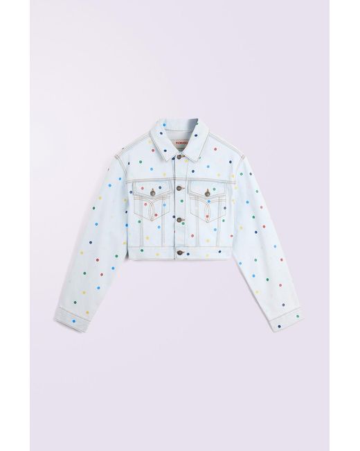 Fiorucci White Confetti Denim Jacket Bleach