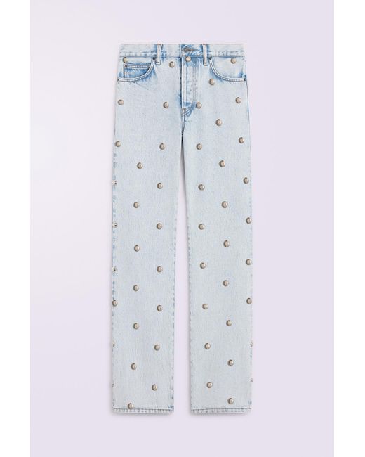Fiorucci Blue Stud Straight Fit Jeans Bleach