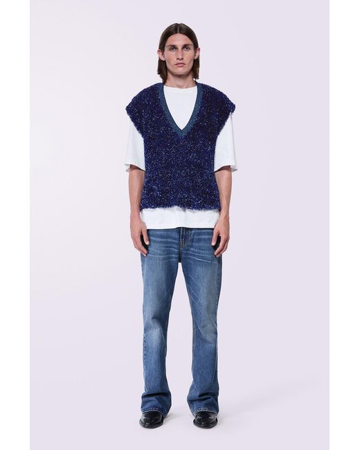 Fiorucci Blue Metallic Knit Vest for men