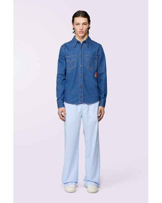Fiorucci Blue Patch Denim Shirt for men