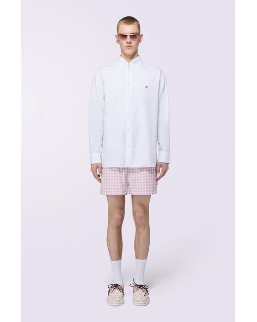 Fiorucci White Gingham Logo Shorts for men