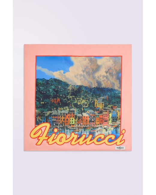 Fiorucci Blue Portofino Postcard Scarf Multi