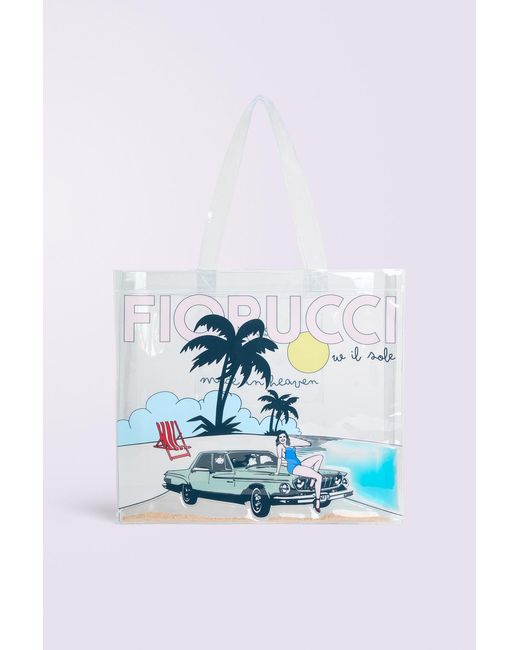 Fiorucci Blue Logo Beach Tote Bag Multi