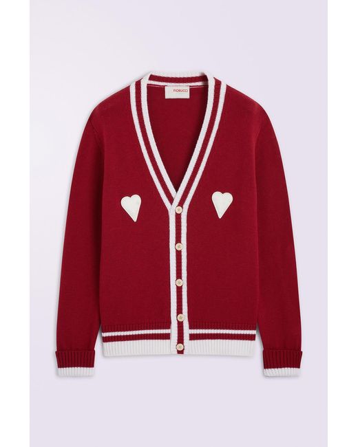 Fiorucci Red Heart Patch Knit Cardigan