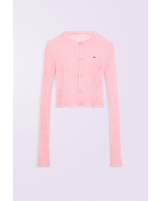 Fiorucci Pink Angels Patch Mohair Crop Cardigan