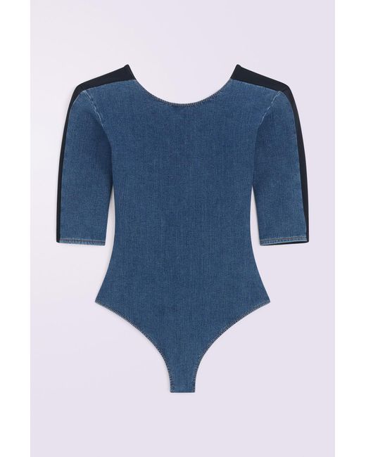 Fiorucci Blue Padded Denim Bodysuit Deep