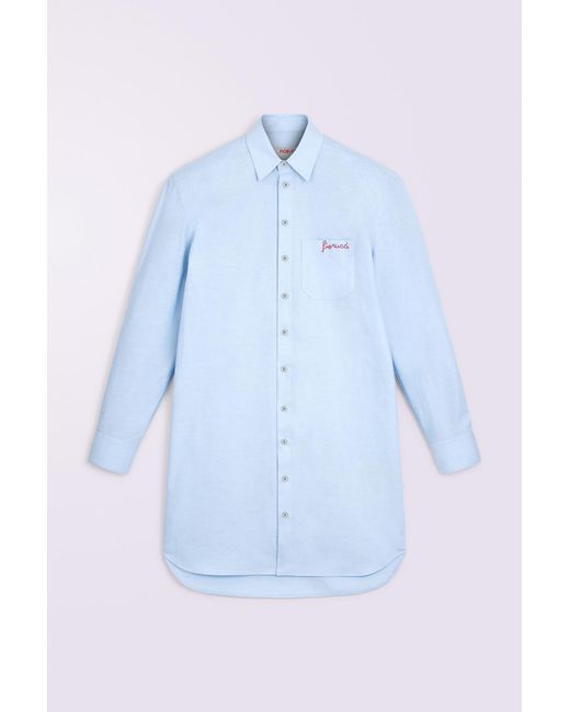 Fiorucci Blue Embroidered Shirt Midi Dress