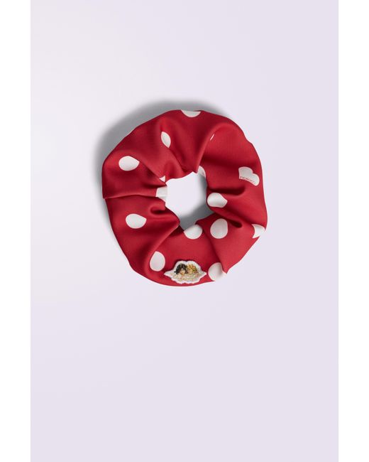 Fiorucci Red Polka Dot Angels Patch Scrunchie