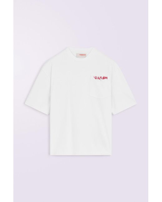 Fiorucci White Embroidered Logo T-Shirt for men