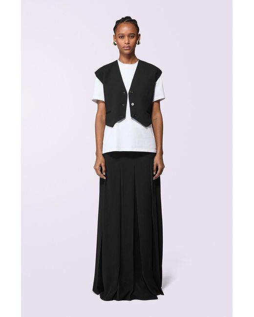 Fiorucci White Embroidered Suspender Maxi Skirt