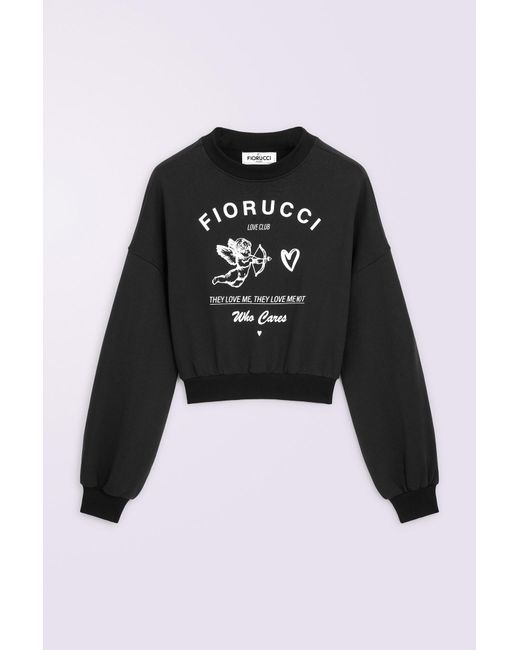 Fiorucci Black Cupid Love Club Crop Sweatshirt