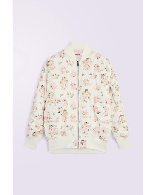 Fiorucci White Floral Angel Bomber Jacket