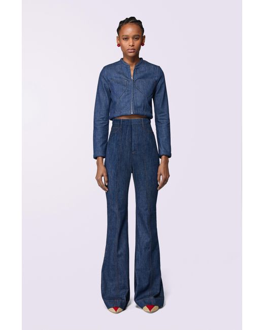 Fiorucci Blue Heart Flare Jeans Rinse Wash