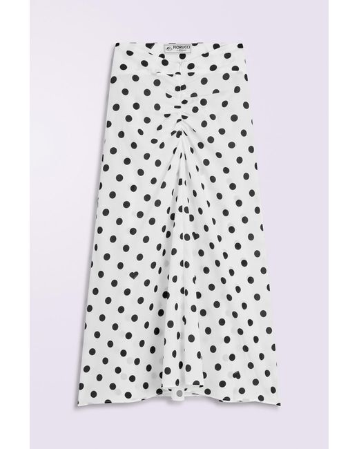Fiorucci White Polka Dot Gathered Midi Skirt