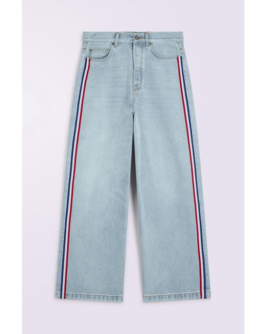 Fiorucci Blue Tricolor Stripe Baggy Jeans Light for men