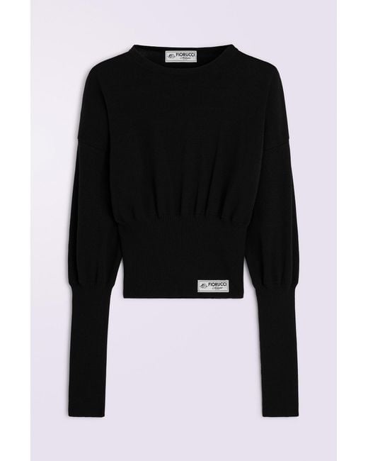 Fiorucci Black Puff Sleeves Knit Top