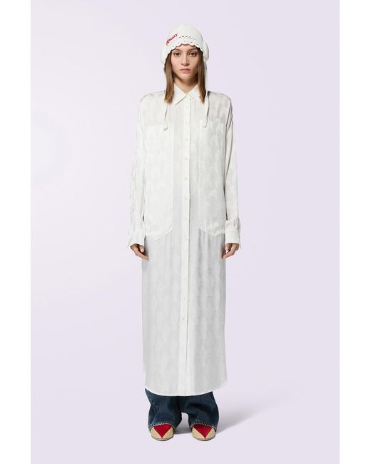 Fiorucci White Kissing Angels Jacquard Shirt Dress