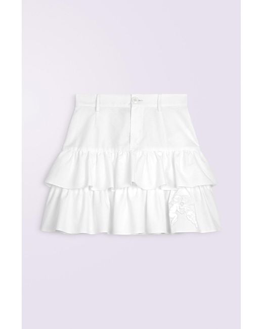 Fiorucci White Kissing Angels Mini Skirt