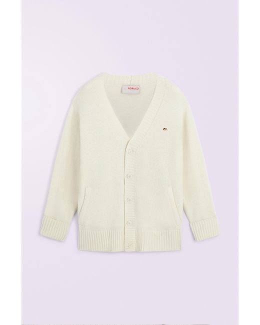 Fiorucci Multicolor Angels Patch Oversized Cardigan Cream