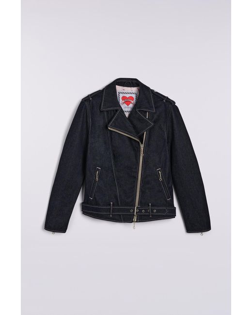 Fiorucci Blue Biker Denim Jacket Dark