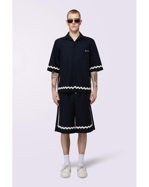 Fiorucci Blue Embroidered Bowling Shirt for men