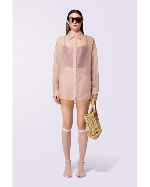 Fiorucci Pink Embroidered Sheer Shirt