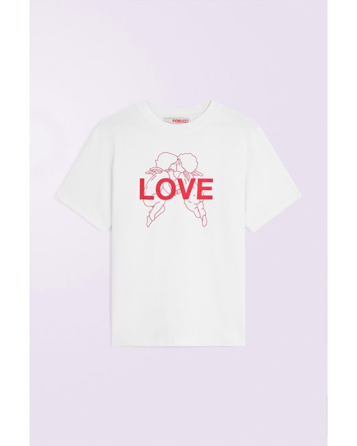 Fiorucci White Kissing Angels Love Print Regular T-Shirt for men