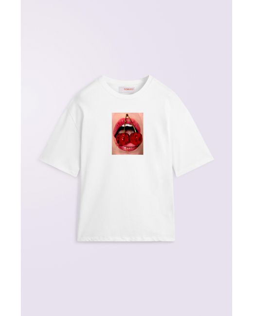 Fiorucci White Cherry Mouth T-Shirt for men