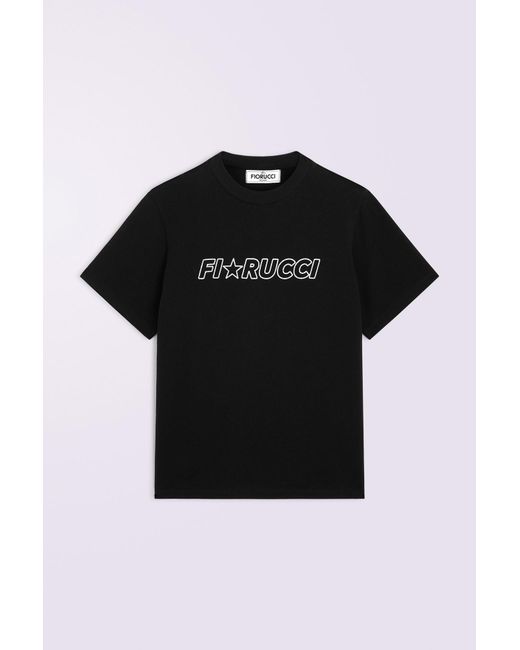 Fiorucci Black Glitter Star Logo Regular T-Shirt for men