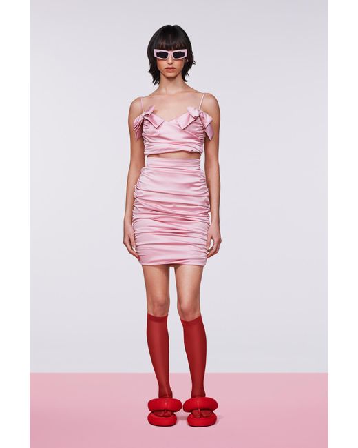 Fiorucci Red Satin Midi Skirt