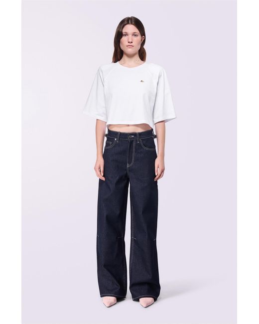Fiorucci Blue Angels Patch Crop T-Shirt