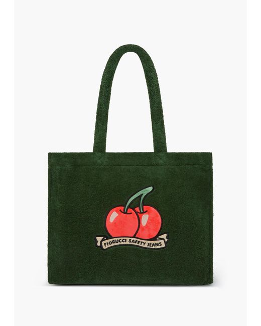 Fiorucci Green Cherry Towelling Tote Bag