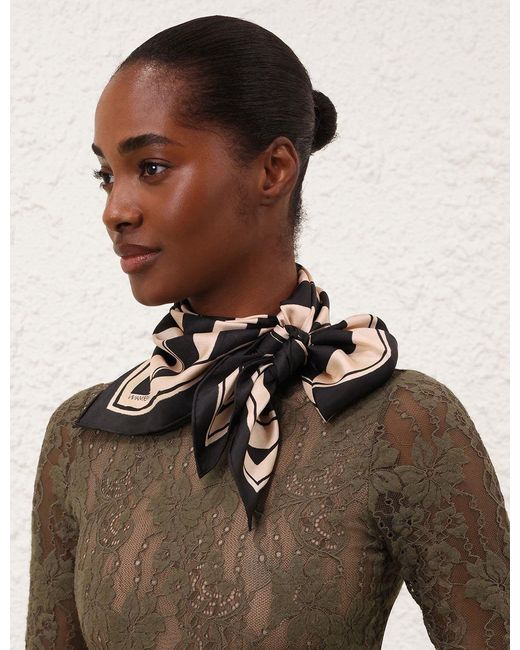 Zimmermann Black Printed Silk Square 90