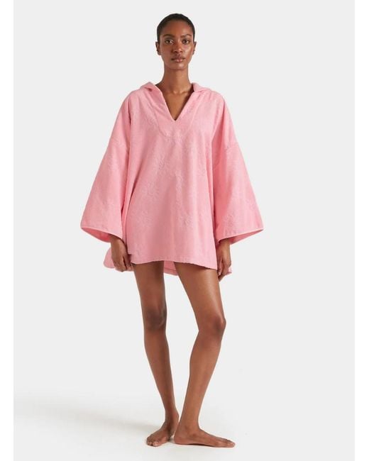 Hunza G Pink Sunny Towelling Hooded Poncho
