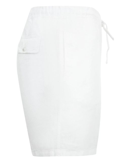 120% Lino White Drawstring Linen Shorts for men