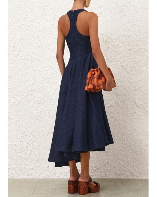 Zimmermann Blue Denim Scoop Neck Midi Dress