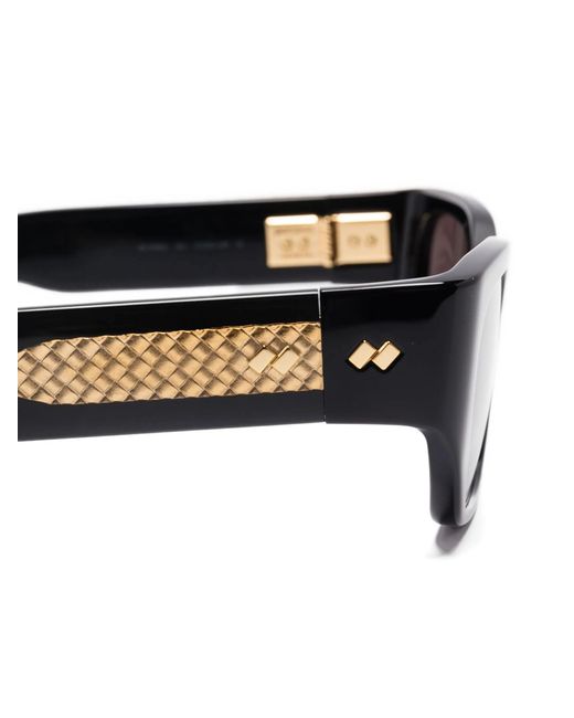 Bottega Veneta Black Rectangle Gold-detail Sunglasses for men