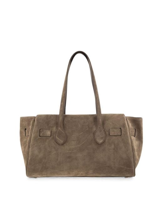 Brunello Cucinelli Brown Padlock-detail Suede Shoulder Bag