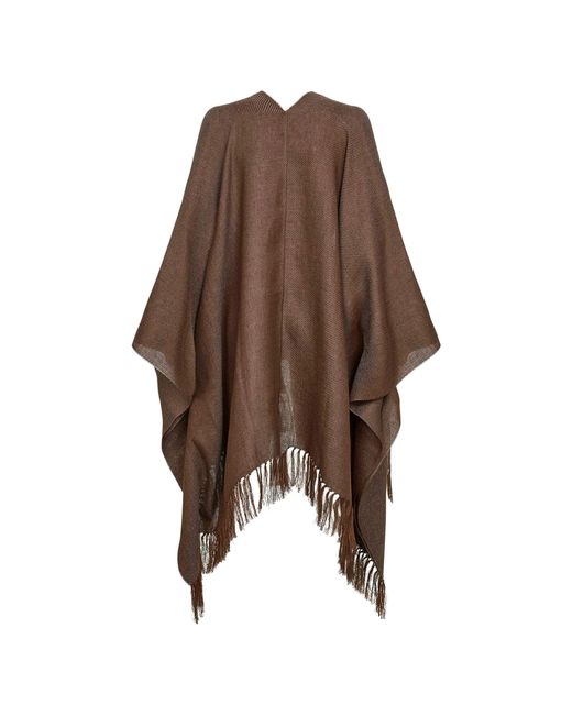 Brunello Cucinelli Brown Fringed Poncho