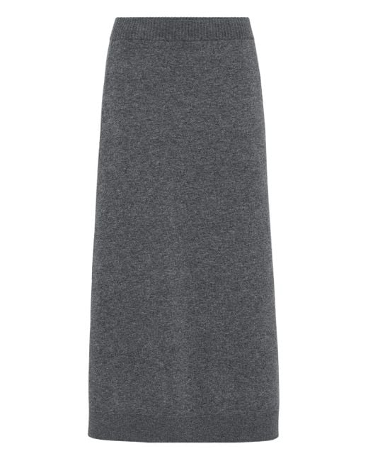 Brunello Cucinelli Gray Knitted Midi Skirt