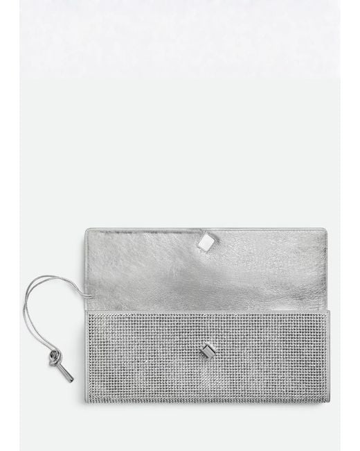 Bottega Veneta Gray Leather Crystal-Embellished Andiamo Clutch Bag