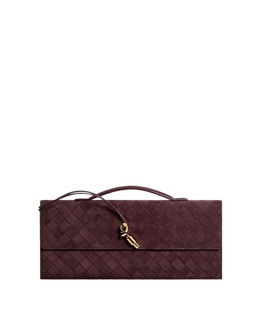 Bottega Veneta Purple Andiamo Suede Clutch Bag
