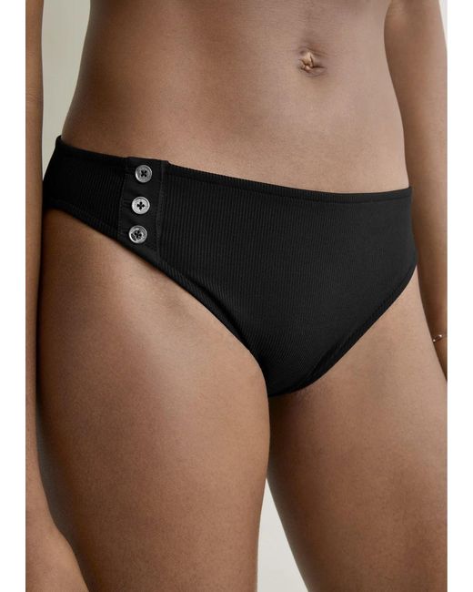 Totême Black Ribbed Bikini Bottom