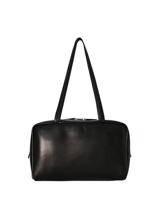 The Row Black Astra Bowling Bag In Leather
