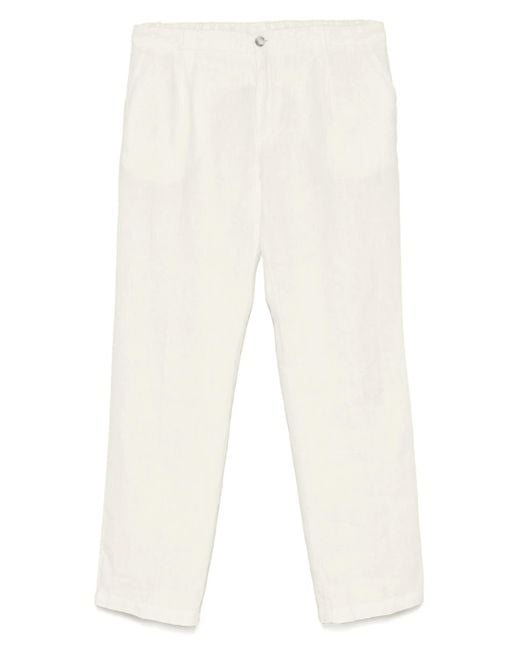 120% Lino White Linen Trousers for men